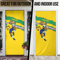 Personalized Brazil Soccer Door Cover Jaguar Football Mascot - National Flag and Floral Accents