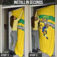 Personalized Brazil Soccer Door Cover Jaguar Football Mascot - National Flag and Floral Accents