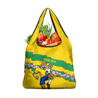 Personalized Brazil Soccer Grocery Bag Jaguar Football Mascot - National Flag and Floral Accents
