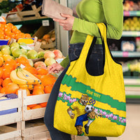 Personalized Brazil Soccer Grocery Bag Jaguar Football Mascot - National Flag and Floral Accents
