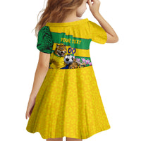 Personalized Brazil Soccer Kid Short Sleeve Dress Jaguar Football Mascot - National Flag and Floral Accents