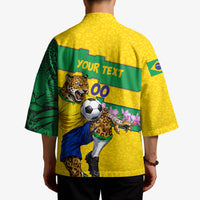 Personalized Brazil Soccer Kimono Jaguar Football Mascot - National Flag and Floral Accents