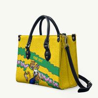 Personalized Brazil Soccer Leather Bag Jaguar Football Mascot - National Flag and Floral Accents