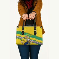 Personalized Brazil Soccer Leather Bag Jaguar Football Mascot - National Flag and Floral Accents