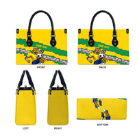 Personalized Brazil Soccer Leather Bag Jaguar Football Mascot - National Flag and Floral Accents