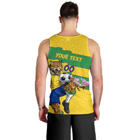 Personalized Brazil Soccer Men Tank Top Jaguar Football Mascot - National Flag and Floral Accents