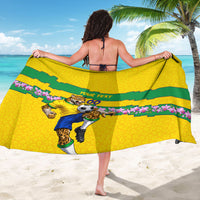 Personalized Brazil Soccer Sarong Jaguar Football Mascot - National Flag and Floral Accents
