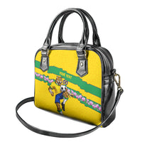 Personalized Brazil Soccer Shoulder Handbag Jaguar Football Mascot - National Flag and Floral Accents