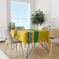 Personalized Brazil Soccer Tablecloth Jaguar Football Mascot - National Flag and Floral Accents