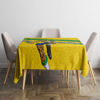 Personalized Brazil Soccer Tablecloth Jaguar Football Mascot - National Flag and Floral Accents