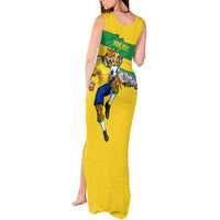 Personalized Brazil Soccer Tank Maxi Dress Jaguar Football Mascot - National Flag and Floral Accents