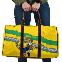 Personalized Brazil Soccer Travel Bag Jaguar Football Mascot - National Flag and Floral Accents