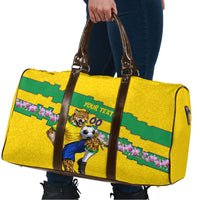 Personalized Brazil Soccer Travel Bag Jaguar Football Mascot - National Flag and Floral Accents