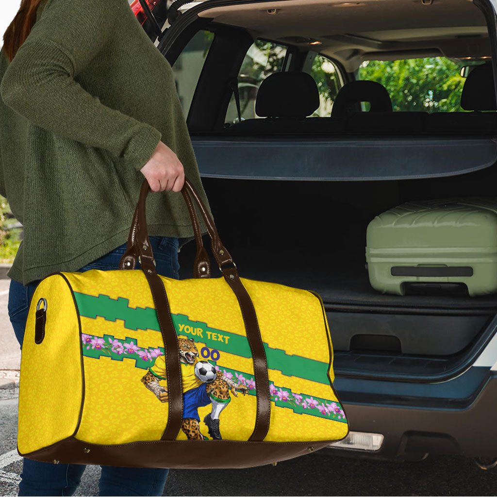 Personalized Brazil Soccer Travel Bag Jaguar Football Mascot - National Flag and Floral Accents