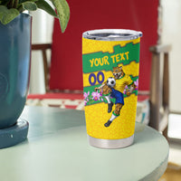 Personalized Brazil Soccer Tumbler Cup Jaguar Football Mascot - National Flag and Floral Accents