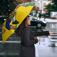 Personalized Brazil Soccer Umbrella Jaguar Football Mascot - National Flag and Floral Accents