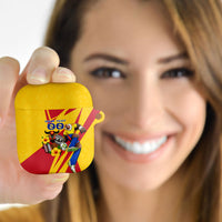 Personalized Colombia Football Vulture Mascot AirPods Case Vibrant Barranquilla Carnival Style - Vueltiao Hat And Accordion