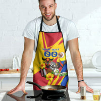 Personalized Colombia Football Vulture Mascot Apron Vibrant Barranquilla Carnival Style - Vueltiao Hat And Accordion