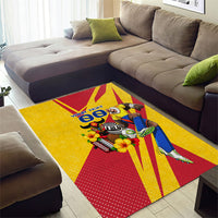 Personalized Colombia Football Vulture Mascot Area Rug Vibrant Barranquilla Carnival Style - Vueltiao Hat And Accordion