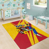 Personalized Colombia Football Vulture Mascot Area Rug Vibrant Barranquilla Carnival Style - Vueltiao Hat And Accordion