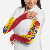 Personalized Colombia Football Vulture Mascot Arm Sleeves Vibrant Barranquilla Carnival Style - Vueltiao Hat And Accordion