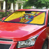 Personalized Colombia Football Vulture Mascot Auto Sun Shade Vibrant Barranquilla Carnival Style - Vueltiao Hat And Accordion