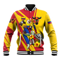 Personalized Colombia Football Vulture Mascot Baseball Jacket Vibrant Barranquilla Carnival Style - Vueltiao Hat And Accordion