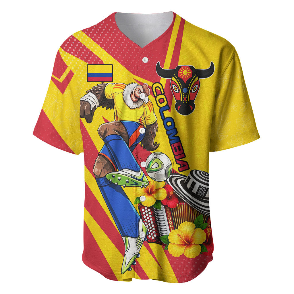 Personalized Colombia Football Vulture Mascot Baseball Jersey Vibrant Barranquilla Carnival Style - Vueltiao Hat And Accordion