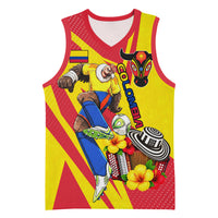 Personalized Colombia Football Vulture Mascot Basketball Jersey Vibrant Barranquilla Carnival Style - Vueltiao Hat And Accordion