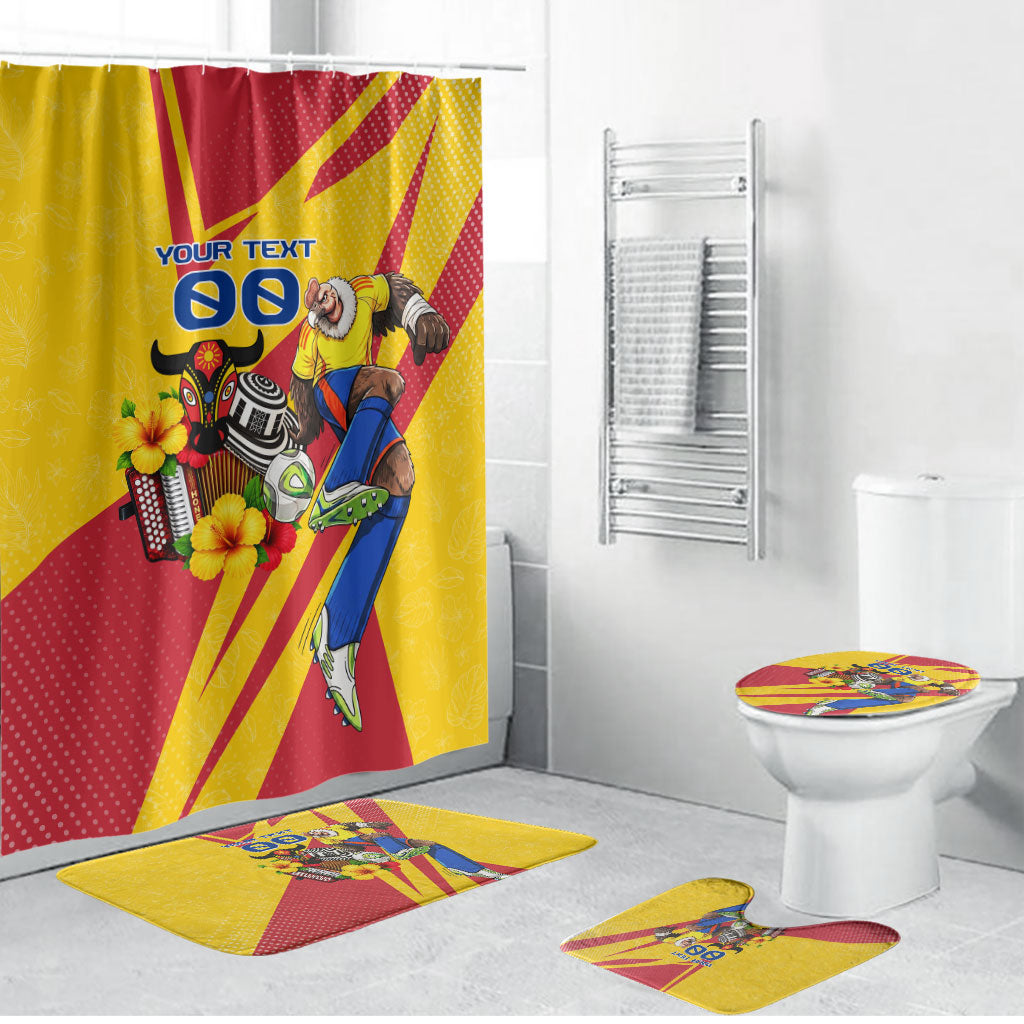 Personalized Colombia Football Vulture Mascot Bathroom Set Vibrant Barranquilla Carnival Style - Vueltiao Hat And Accordion