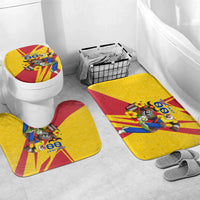 Personalized Colombia Football Vulture Mascot Bathroom Set Vibrant Barranquilla Carnival Style - Vueltiao Hat And Accordion