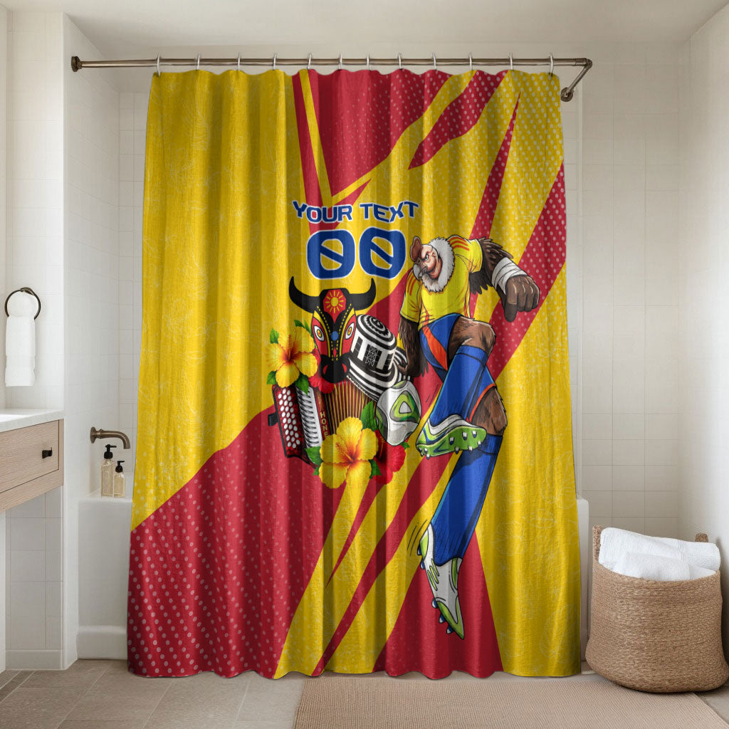 Personalized Colombia Football Vulture Mascot Bathroom Set Vibrant Barranquilla Carnival Style - Vueltiao Hat And Accordion