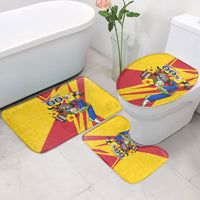 Personalized Colombia Football Vulture Mascot Bathroom Set Vibrant Barranquilla Carnival Style - Vueltiao Hat And Accordion