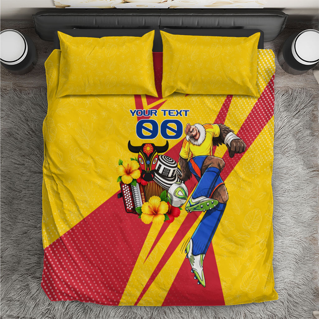 Personalized Colombia Football Vulture Mascot Bedding Set Vibrant Barranquilla Carnival Style - Vueltiao Hat And Accordion