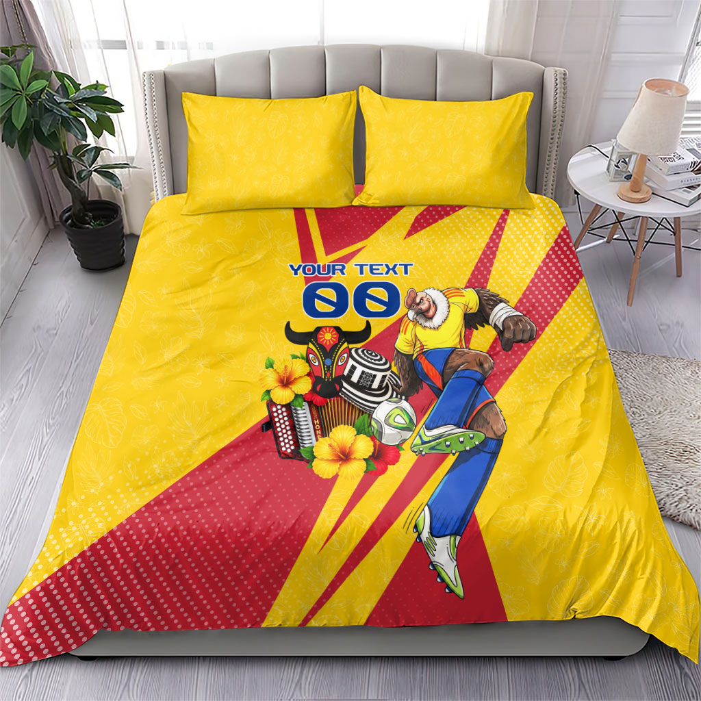 Personalized Colombia Football Vulture Mascot Bedding Set Vibrant Barranquilla Carnival Style - Vueltiao Hat And Accordion