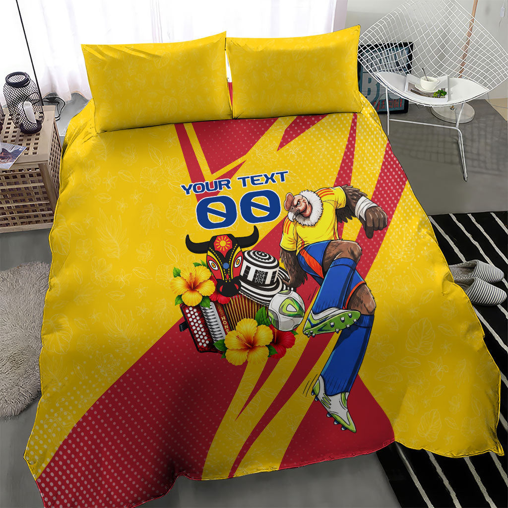 Personalized Colombia Football Vulture Mascot Bedding Set Vibrant Barranquilla Carnival Style - Vueltiao Hat And Accordion