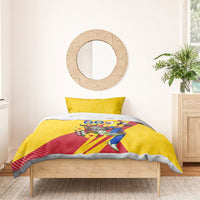 Personalized Colombia Football Vulture Mascot Bedding Set Vibrant Barranquilla Carnival Style - Vueltiao Hat And Accordion