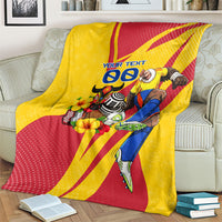 Personalized Colombia Football Vulture Mascot Blanket Vibrant Barranquilla Carnival Style - Vueltiao Hat And Accordion