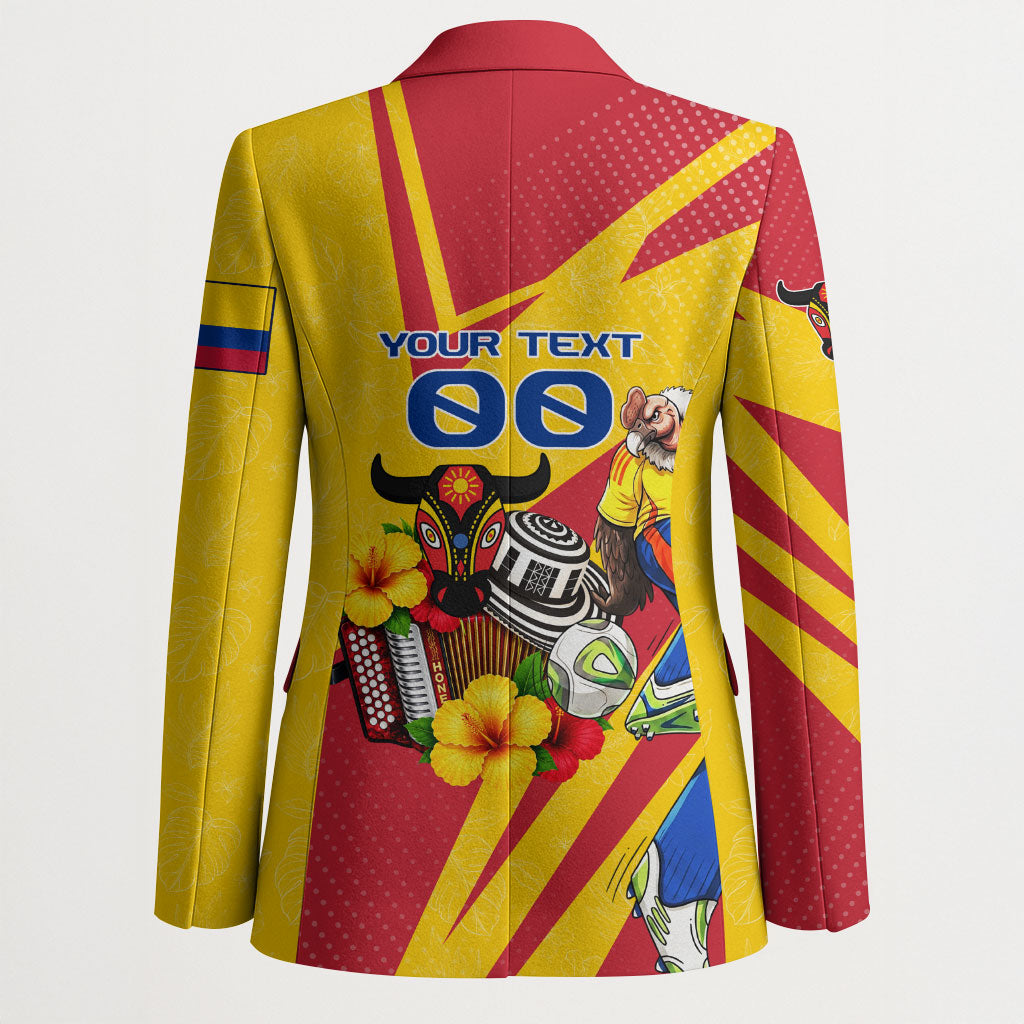 Personalized Colombia Football Vulture Mascot Blazer Vibrant Barranquilla Carnival Style - Vueltiao Hat And Accordion