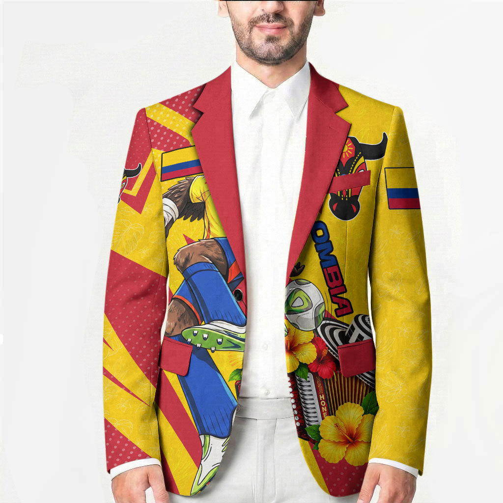 Personalized Colombia Football Vulture Mascot Blazer Vibrant Barranquilla Carnival Style - Vueltiao Hat And Accordion
