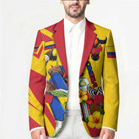 Personalized Colombia Football Vulture Mascot Blazer Vibrant Barranquilla Carnival Style - Vueltiao Hat And Accordion