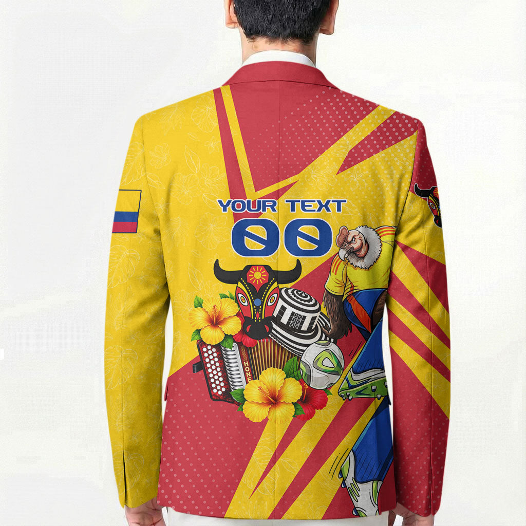 Personalized Colombia Football Vulture Mascot Blazer Vibrant Barranquilla Carnival Style - Vueltiao Hat And Accordion