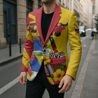 Personalized Colombia Football Vulture Mascot Blazer Vibrant Barranquilla Carnival Style - Vueltiao Hat And Accordion