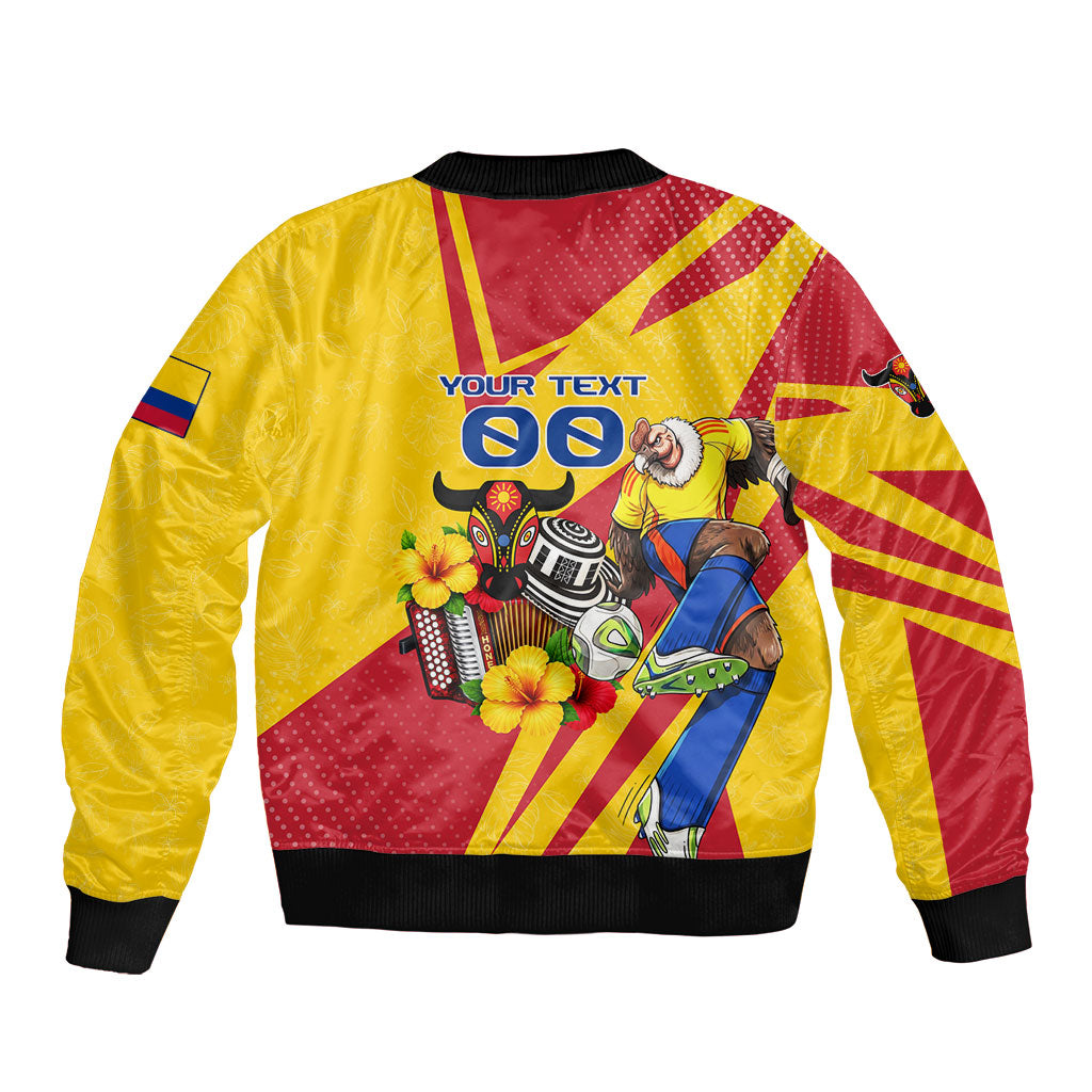 Personalized Colombia Football Vulture Mascot Bomber Jacket Vibrant Barranquilla Carnival Style - Vueltiao Hat And Accordion