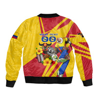 Personalized Colombia Football Vulture Mascot Bomber Jacket Vibrant Barranquilla Carnival Style - Vueltiao Hat And Accordion