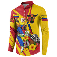 Personalized Colombia Football Vulture Mascot Button Sweatshirt Vibrant Barranquilla Carnival Style - Vueltiao Hat And Accordion
