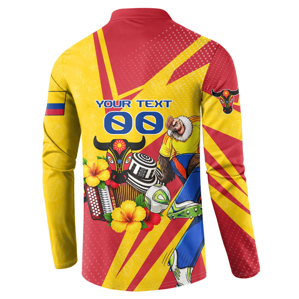 Personalized Colombia Football Vulture Mascot Button Sweatshirt Vibrant Barranquilla Carnival Style - Vueltiao Hat And Accordion