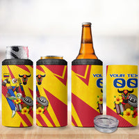 Personalized Colombia Football Vulture Mascot 4 in 1 Can Cooler Tumbler Vibrant Barranquilla Carnival Style - Vueltiao Hat And Accordion
