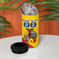 Personalized Colombia Football Vulture Mascot 4 in 1 Can Cooler Tumbler Vibrant Barranquilla Carnival Style - Vueltiao Hat And Accordion