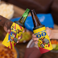 Personalized Colombia Football Vulture Mascot 4 in 1 Can Cooler Tumbler Vibrant Barranquilla Carnival Style - Vueltiao Hat And Accordion